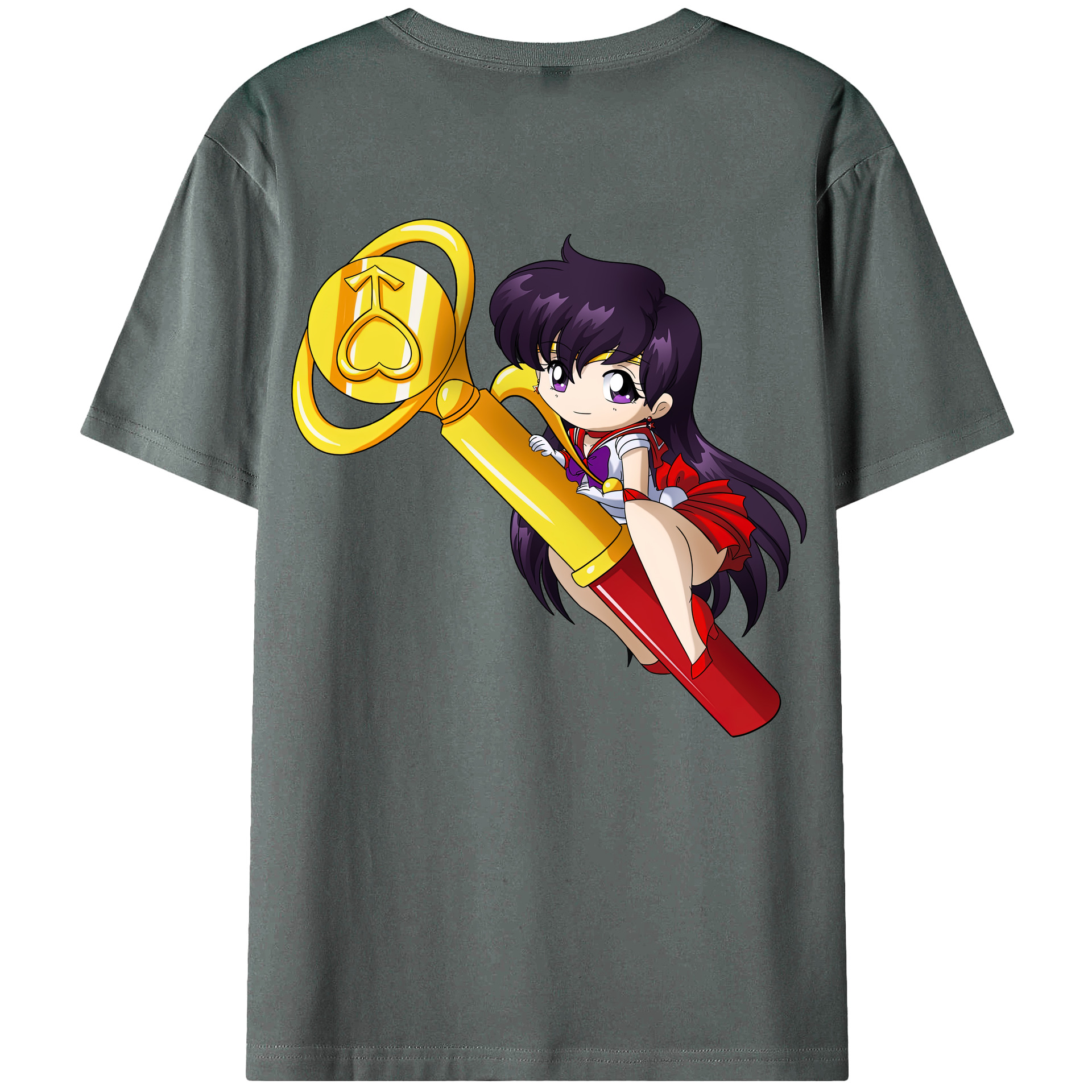 （画像用） 美少女戦士セーラームーン 火野レイ ひの レイ Sailor Moon Hino Rei （セーラーマーズ,Sailor Mars） 綿100％ メンズ半袖Tシャツ（バックプリント） 通気性